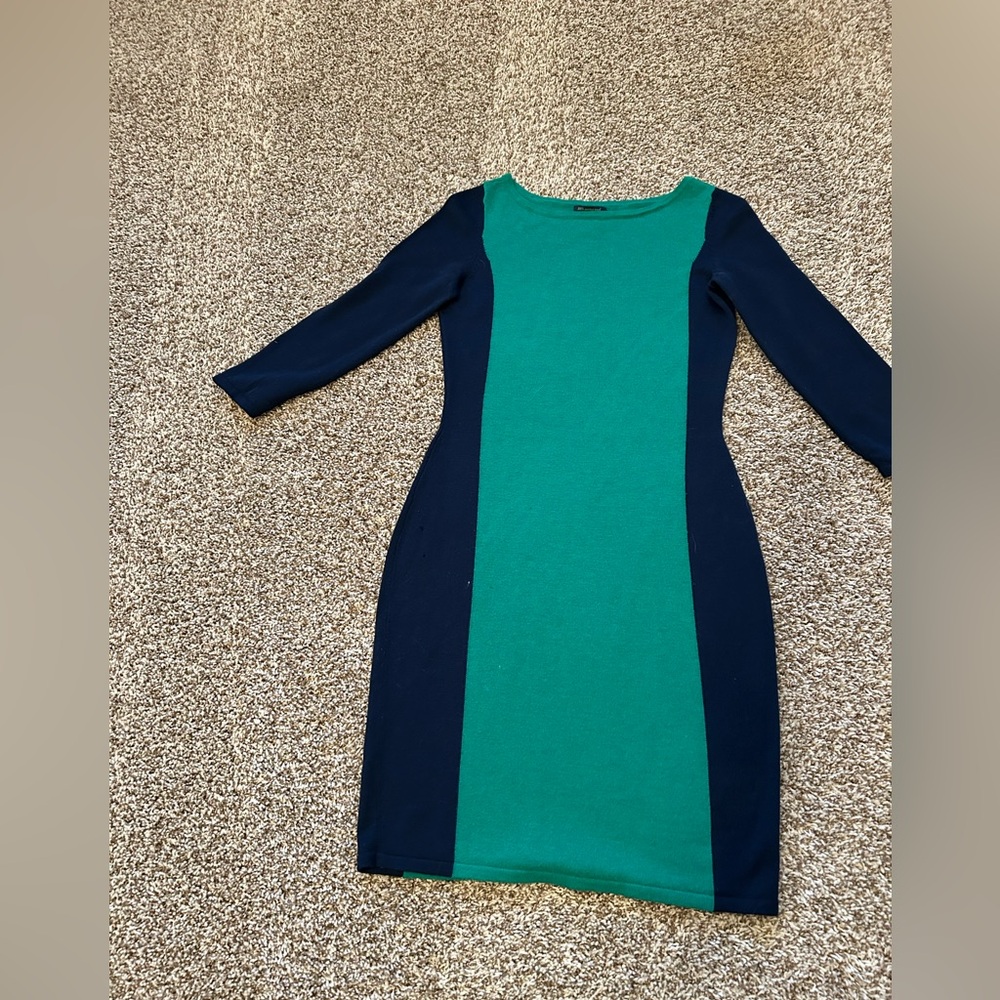 C. Wonder Teal and Navy Long Sleeve Dress
